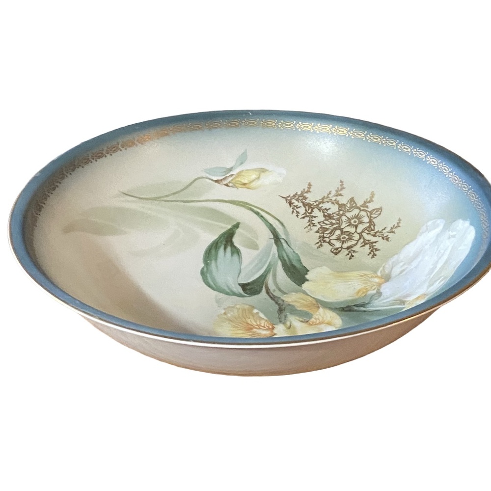 RS Silesia Germany Gold Gilt Hand Painted Tulip Porcelain Bowl c.1920s 9" - Picture 15 of 16
